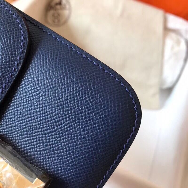 Hermes Constance 24cm Shoulder Bag In Deep Blue Epsom Leather